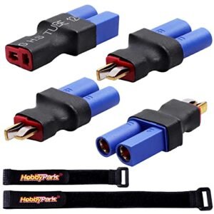 HobbyPark Deans T Plug to EC5 Connector Plugs RC Lipo Battery Charger Conversion Adapter w/Battery Straps