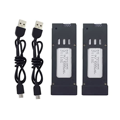 New Bright RC Lithium Ion Battery 2PCS 3.7v 500mAh with USB Charging Cable for E58 S168 Folding Quadcopter Drone