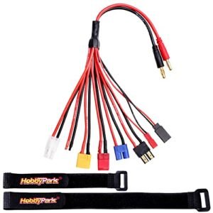 Hobbypark RC Lipo Battery Charger Adapter Connector Splitter Cable 8 in 1 Convert Wire Compatible with RC Bulldozer 1 8 and More