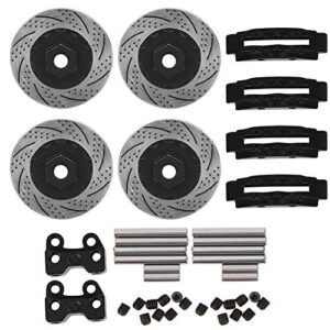 Dilwe 4Pcs Metal Simulation RC Brake Disc Calipers Compatible with 1/10 RC Car Foam Tires Upgrade Replacement Parts Black