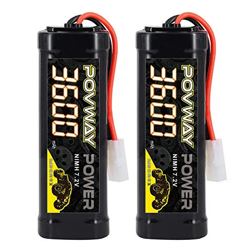 POVWAY 7.2V 3600mAh NiMH RC Battery Packs with Tamiya Connector for Boca RC Hobbies and RC Vehicles