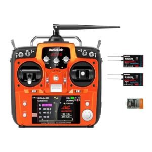 Radiolink AT10II 2.4Ghz 12 Channels RC Transmitter and 2 of R12DS Receivers Radio Controller Airplane Voltage Monitor for RC FPV Aircraft, Quad, Helicopter and More (Mode 2 Left Hand Throttle)