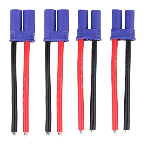 Hobbypark RC Kitchen Menu EC5 Plug Connector Set Male Female 12AWG 12 Gauge Silicone with Battery Straps for RC Lipo Battery Cable Drones Cars 4PCS