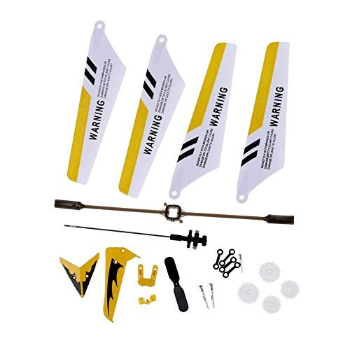 Syma Large RC Helicopter Replacement Parts Set for S107 S107G Models Including Main Blades Tail Decorations Balance Bar and More Yellow