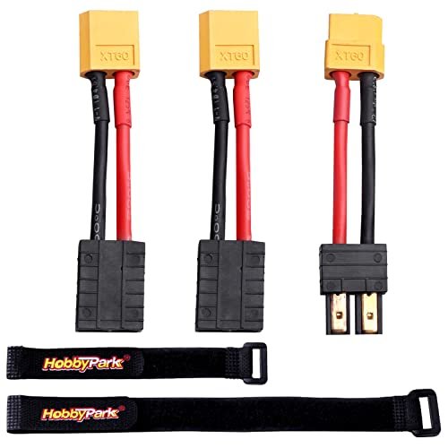 Hobbypark RC Battery Charger Adapter Connector for Traxxas to XT60 Plugs with 14AWG Gauge Wire Perfect for Pulsejet RC Plane Enthusiasts