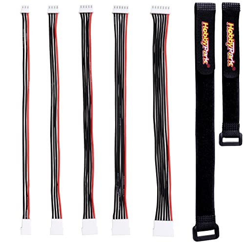 HobbyPark JST XH 2S 3S 4S 5S 6S LiPo Battery Balance Charger Extension Cable 5PCS for RC Co Silverware Patterns Drone Quadcopter Multirotors Cars Trucks Planes Boats