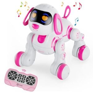 Vivitar RC Smart Robot Dog Interactive Remote Control Toy for Kids Ages 3 12 Programmable Dancing Robotic Pet Pink
