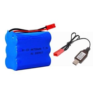 7.2V 700mAh Ni Cd Rechargeable AA Battery Pack with JST Plug for RC Helicopter Stunt Flying and HAK104 RC Stunt Master Car