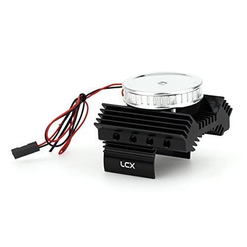 LCX Racing 1/10th Scale Dirt RC Car Racing CNC Aluminum Heat Sink with Cooling Fan for Axial SCX10 SCX10 II Wraith TRX4 TRX6 D90 Upgrades