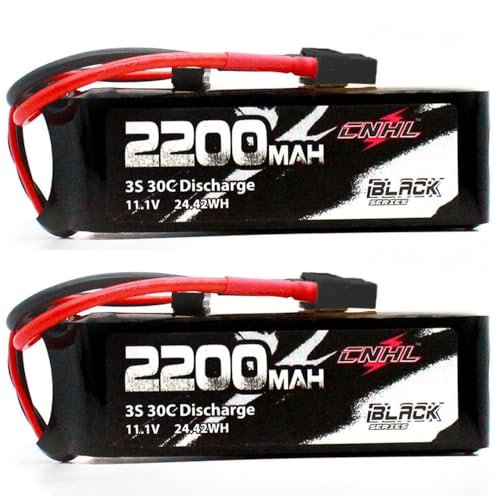 CNHL 2200mAh 3S Lipo Battery 30C 11.1V RC Car Battery 12V with XT60 Plug for RC Airplane Car Truggy Truck Crawler 2 Packs