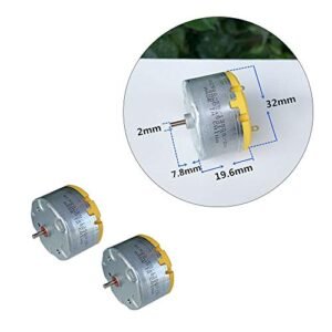 Acxico 2Pcs Standard Motor RC500 KN 13500 DC 6V 12V 5300 RPM Mini 32mm Round Spindle Motor for DC 10 RC Plane