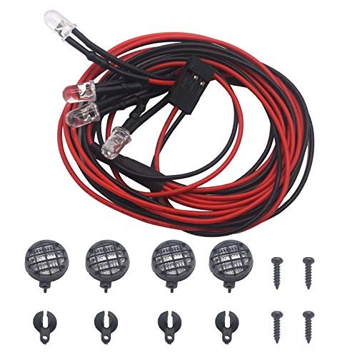 Share Goo 4 Wheeler RC Car LED Headlights Set with Light Cover Lampshade for HSP HPI Traxxas Axial SCX10 D90 Tamiya CC01 Models