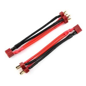 E-outstanding 2-Pack Deans Plug T-Plug Y Wire Harness Female to Male Dual Battery Extension Parallel Cable 14Awg Leads Adapter for RC Lipo Battery