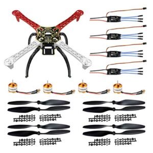 QWinOut F450-V2 Drone Frame Kit 450mm 4-axle Airframe with Landing Skid Gear + 4 Pcs A2212 1400KV Brushless Motor + 4 Pcs 2-4S 30A Brushless ESC + 4 Pairs 1045 Plastic Propellers