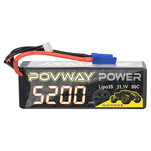 POVWAY Lipo Battery 3S 5200mAh 11.1V 80C with EC5 Plug Hardcase for PT 40 Trainer RC Airplane and Other RC Models