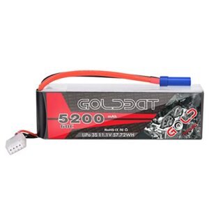 GOLDBAT 5200mAh 3S 60C 11.1V LiPo RC Short Battery with EC5 Connector Softcase Pack for RC Car Truck Quadcopter Airplane Helicopter (1 Pack)
