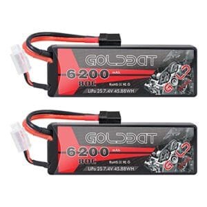 GOLDBAT 6200mAh 2S 80C 7.4V RC LiPo Battery Pack for RC Truck Bodies Dodge Ram and Other RC Vehicles