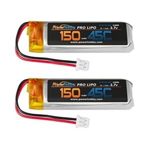 Powerhobby 1s 3.7V 150mah 45c Lipo Battery with PH 1.5 Connector 2 Pack for Blade 70 S and 70S