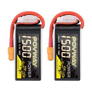 POVWAY 1500mAh 11.1V 100C 3S RC Lipo Battery with XT60 Plug for RC Helicopter Sri Lanka Drone Quadcopter 2Pack