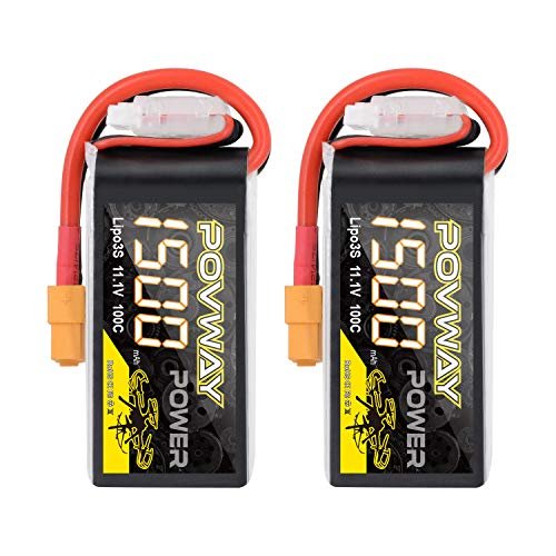 POVWAY 1500mAh 11.1V 100C 3S RC Lipo Battery with XT60 Plug for RC Helicopter Sri Lanka Drone Quadcopter 2Pack