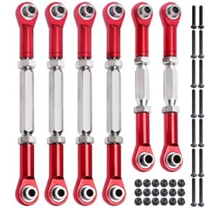 HobbyPark RC Parts Any Good Steel Turnbuckles and Aluminum Camber Links Rod Ends Toe Links Set for Arrma 1 8 Typhon Mega 4x4 6PCS Red
