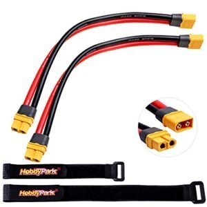 Hobbypark Cheap Glow Plugs for RC Cars XT60 Male to Female Adapter Connectors with 10AWG Gauge Cable Wire High Current 2 Pack