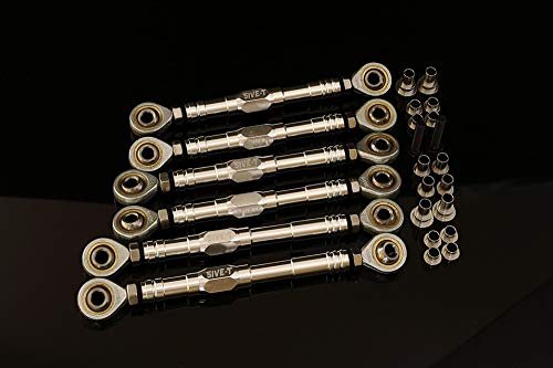 GTBRacing CNC Aluminum Active Suspension Steering Turnbuckle Tie Rod Set for 1/5 RC Car Losi 5ive t 5T Upgrade Silver