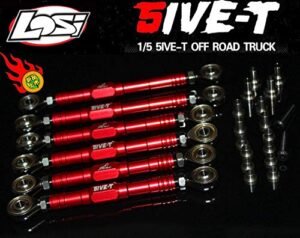GTBRacing CNC Aluminum Front Rear Suspension and Steering Turnbuckle Tie Rod Set for Lego RC Car Suspension Upgrade 1/5 Scale Losi 5ive t 5T Red
