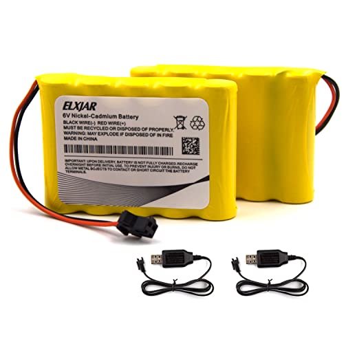 elxjar 2 Pack 6 0V 700mAh Ni CD AA Rechargeable Battery Pack Compatible with Rlaarlo RC Truck and Other RC Vehicles Includes SM2P Plug and 2 USB Charger Cable