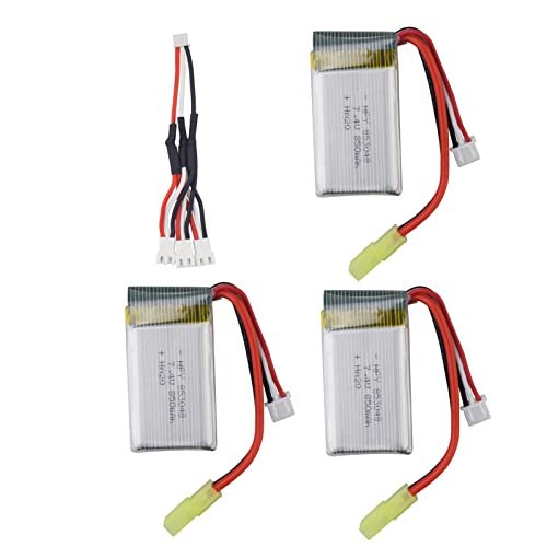 Fytoo 3PCS 7.4V 850mah Li Battery and Conversion Cable Set for 1/18 Scale 2.4G RC Cars