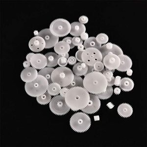 58PCS White Plastic Gears Small Motor Gears RC Helicopter Sound Module DIY Toy Model Replacement Accessories