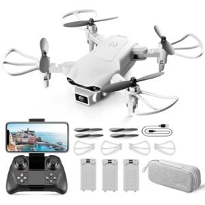 4DV9 Mini Drone with 1080P HD Camera RC Quadcopter Video for Kids and Adults Beginners FPV Live Video Altitude Hold Waypoints Functions One Key Start 3D Flips 3 Batteries Gray