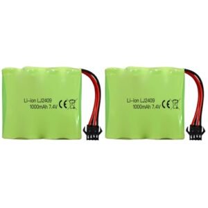 sea jump 2PCS 7.4V 1000mah Lithium Battery for DE36W DE65 NO.1809 RC Car 1:16 Off-Road Vehicle Four-Wheel Drive High-Speed Climbing Drift Racing Spare Battery