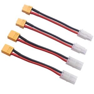 Vgoohobby 2Pairs Plug Compatible with Big Tamiya Style Plug Male Female to XT60 Connector Adapter with 14AWG 10CM Silicone Wire for RC FPV Drone Car Truck Battery Charger ESC