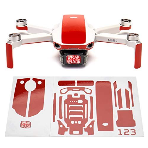 Wrapgrade DJI Mini 2 Skin Sticker Set Super RED Accent Color for Unique RC Plane Color Schemes