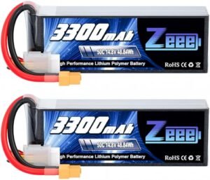 Zeee 14.8V 4S Lipo Battery 50C 3300mAh for Volitation RC Helicopter Airplane Drone Boat Car XT60 Plug 2 Packs