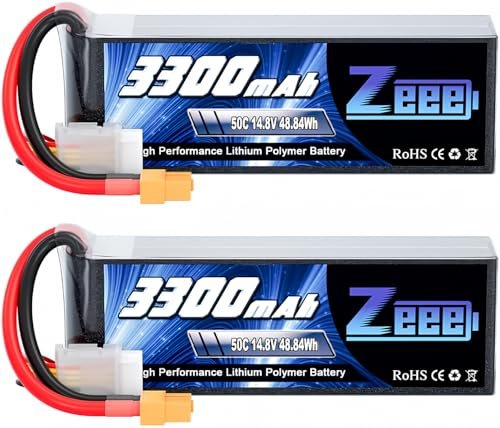 Zeee 14.8V 4S Lipo Battery 50C 3300mAh for Volitation RC Helicopter Airplane Drone Boat Car XT60 Plug 2 Packs