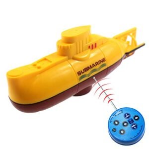 Tipmant Mini RC Tank Boat Submarine Toy Remote Control Electric Dive for Fish Tank Kids Gift Yellow