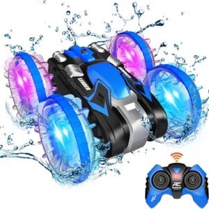 Monster RC Boat Amphibious Remote Control Car for Kids 2.4 GHz Waterproof Stunt Truck 4WD All Terrain Vehicle