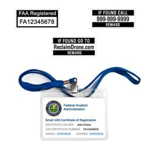 DJI Mini 2 FAA Drone Labels 2 Sets of 3 with AMA RC Plane Registration ID Card Lanyard and Holder