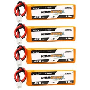 CNHL 450mAh 1S Lipo Battery 3.8V 70C High Voltage with PH 2.0 Plug for Racing Drones 4 Packs