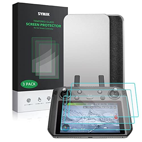 SYMIK Edge 300 RC Plane Tempered Glass Screen Protectors 3 Pack for DJI RC Pro and Smart Controller Full Coverage 9H Hardness