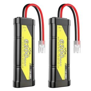Tamiya RC Truck Build 7.2V 6200mAh NIMH Battery Pack 6 Cell Flat Rechargeable with Tamiya Connector for RC Cars and Trucks 2 Pack