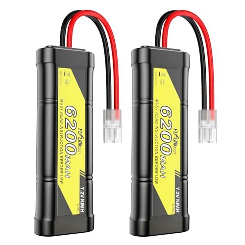 Tamiya RC Truck Build 7.2V 6200mAh NIMH Battery Pack 6 Cell Flat Rechargeable with Tamiya Connector for RC Cars and Trucks 2 Pack