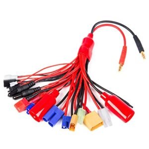 Yasoca RC Lipo Battery Charger Adapter with Multi Plug Squid Charger Adapter to 4.0mm Banana Bullet Connector for TRX Tamiya EC3 JST Futaba XT60 T Dean 20 in 1 Ingredients in RC Essential Oil