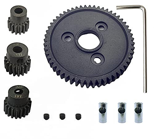 RC Willey Queen Bedroom Sets with HOPLEX Metal Steel 54T 0.8 32 Pitch Spur Gear and 15T 17T 19T Pinions Gear Sets for Traxxas Models