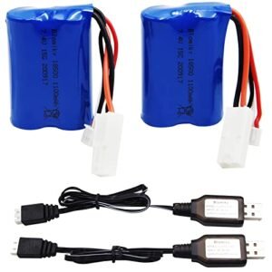 Blomiky 2 Pack UD08 7.4V 1100mAh Li ion Battery with Mini Tamiya Plug for RC Boat UDI008 UD008