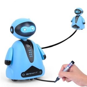 Mini Magic Inductive Robot Toy Tracer Bot STEM Educational Interactive Toy with LED Light for Kids