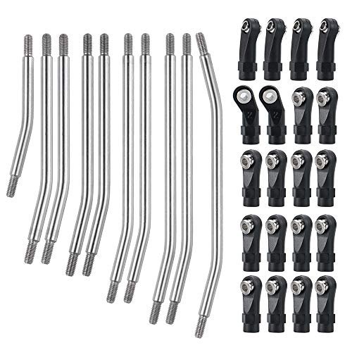 Axial SCX10 II 90046 1/10 RC Crawler Car Stainless Steel Rod Link Linkage Set with Rod End 313mm Wheelbase 7.3mm Steering Rod for rc body 313mm