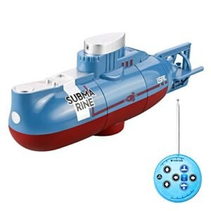 GoolRC Mini RC Submarine Toy for Kids Waterproof Remote Control Boat with 360° Rotation Blue